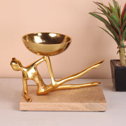 Decorative Metal Lady Yoga Pose with Bowl